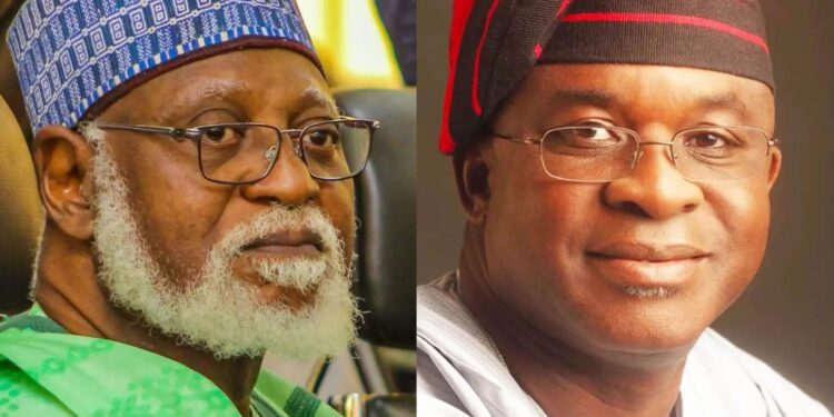 David Mark Greets General Abdulsalami Abubakar at 83