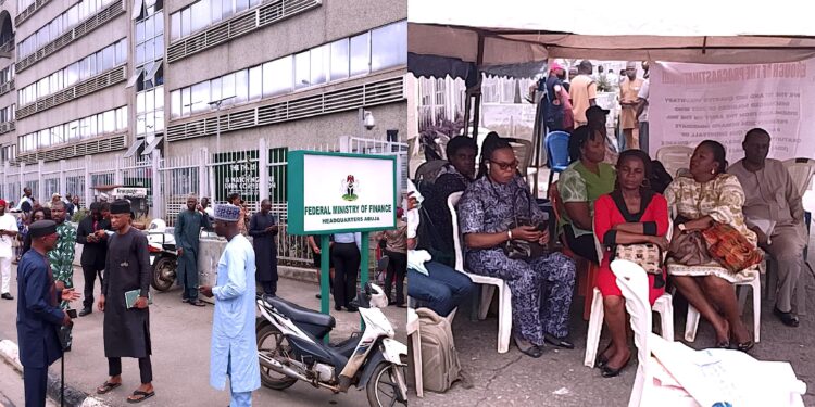 BREAKING: Retired Soldiers Shut Down Finance Ministry Over Unpaid Gratuities