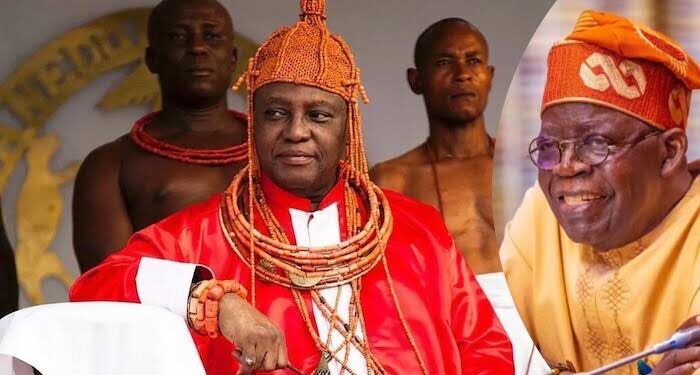 PRESIDENT TINUBU GREETS OBA OF BENIN ON HIS 9th CORONATION ANNIVERSARY