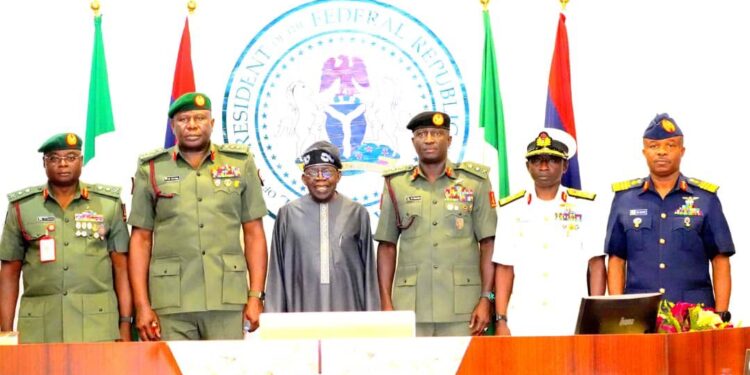 PRESIDENT TINUBU TO SERVICE CHIEFS: NO MORE EXCUSES, IT’S TIME TO DEFEAT TERRORISTS AND BANDITS
